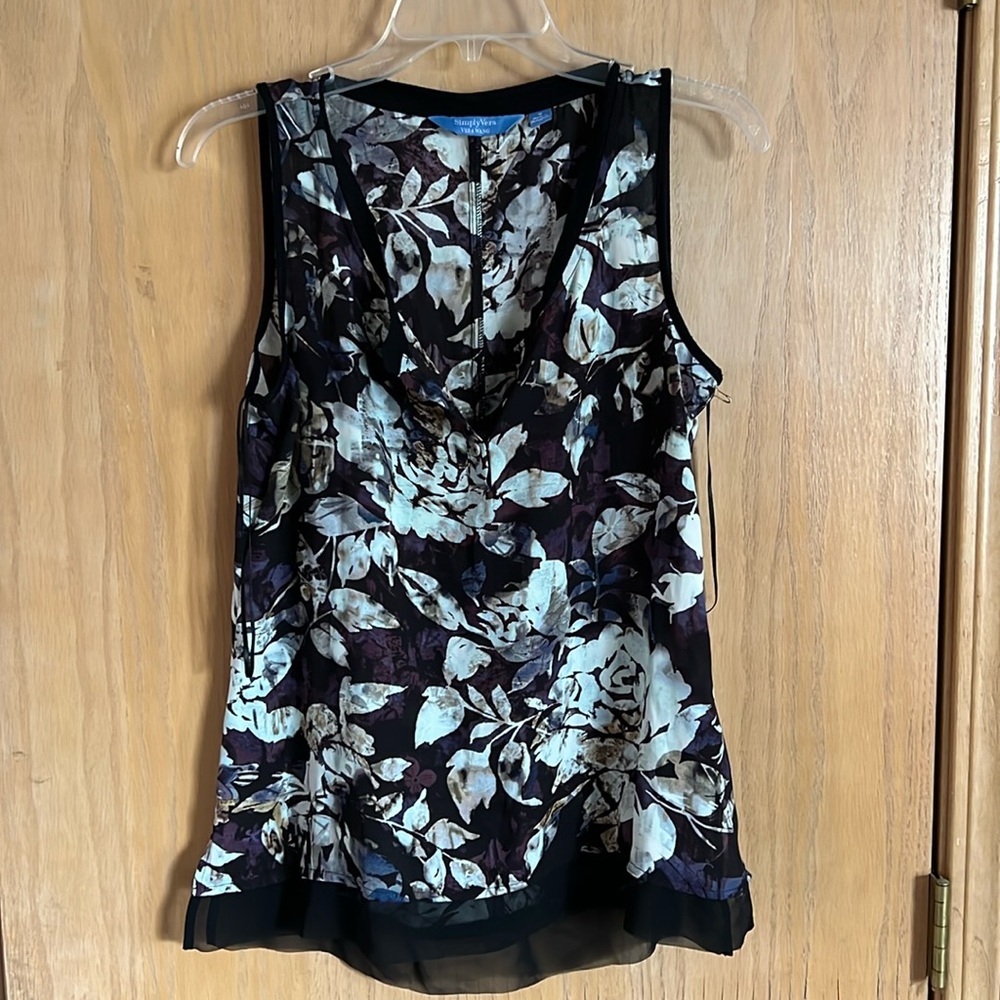 Simply Vera Vera Wang Purple Floral Tank Top | Women’s Small
